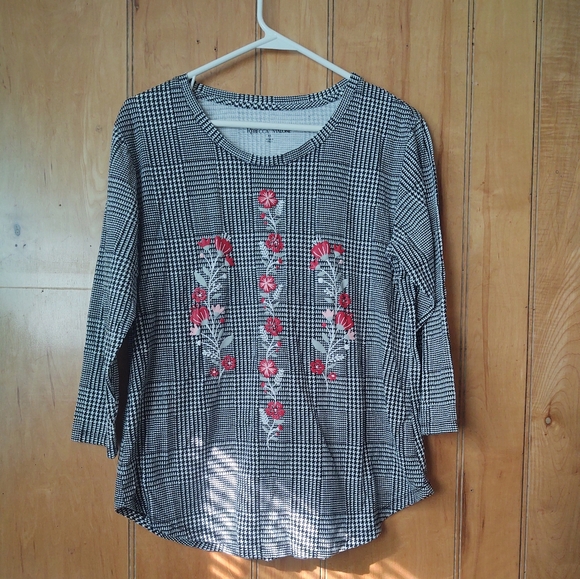 Rebecca Malone women's blouse 3/4 sleeves size M color Gray - Picture 1 of 7